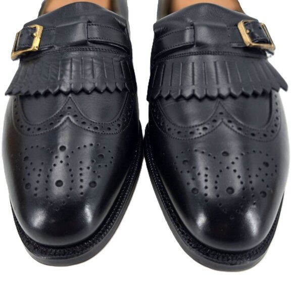 New Vintage Johnston & Murphy Aristocraft Black Leather Monk Dress Loafers 8.5D main image 15